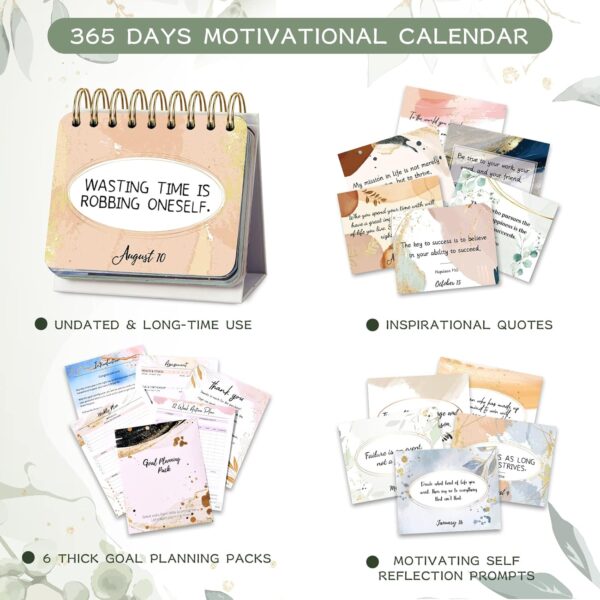 Motivational Calendar - Daily Flip Calendar with Inspirational Quotes, 4.8"x5.5" Undated Standing Flip Calendar for Desk Accessories, Perpetual Calendar, Inspirational Gifts for Women, Positive Daily - Image 3
