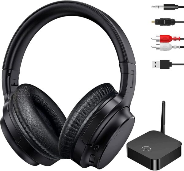 ROSIDA Wireless Headphones for TV, Over-Ear Bluetooth 5.0 TV Headset for Seniors, 196ft Wireless Range Support Optical,AUX, RCA and USB Output,High Volume, Hi-Fi Audio&No Delay,Up to 40 Hours Playtime