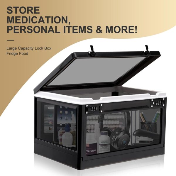 Lalifebuss Large Lock Box for Personal Items, 24 Litre Combination Lockable Storage Box for Office Locker/School/Medicine/Snacks/Phone Jail/Electronic/Home (Black&White) - Image 6