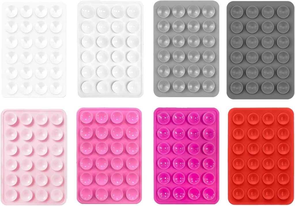 8 PCS Silicone Suction Phone Case Mount, Non Slip Suction Phone Holder, Hands-Free Phone Accessories Holder for Selfies and Videos, Silicon Adhesive Sticky Phone Grip for Cell Phone