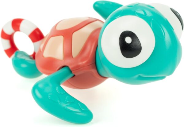 DUCKBOXX XX Pull-String Swimming Sea Friends Bath Toy, No Battery Mold-Free Anti-Rust Interactive Montessori Toy for Kids (Turtle with Swim Ring)
