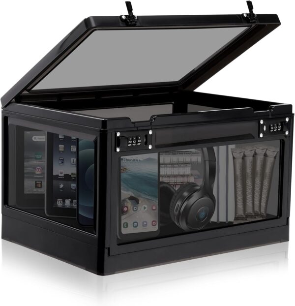 Large Lock Box for Personal Items, Combination Lockable Storage Box for Office Locker/School/Medicine/Snacks/Phone Jail/Electronic/Home