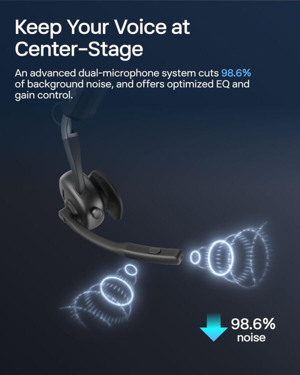 SHOKZ New OpenMeet UC - Open-Ear Bluetooth Computer Headset, Noise Cancelling Mic + Mute Button, USB-C Dongle Compatible with PC & Mac, Wireless Work Headphones, Customizable Fit, Smart App - C610 UC - Image 4