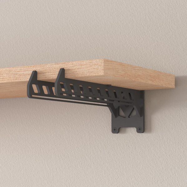 Heavy-Duty Garage Shelving Aide Hooks by Balin Designs (Black) Utility Brackets for 10” - 12 "Shelves with Included Hardware, Ideal for Workshop, Garden Tools, and Electronic Item hangings (Set of 2) - Image 5