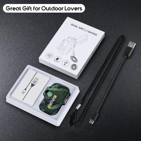 LcFun Waterproof Lighter Outdoor Windproof Lighter Dual Arc Lighter Electric Lighters USB Rechargeable Flameless Plasma Cool Lighters for Camping, Hiking, Adventure, Survival Tactical Gear - Image 7
