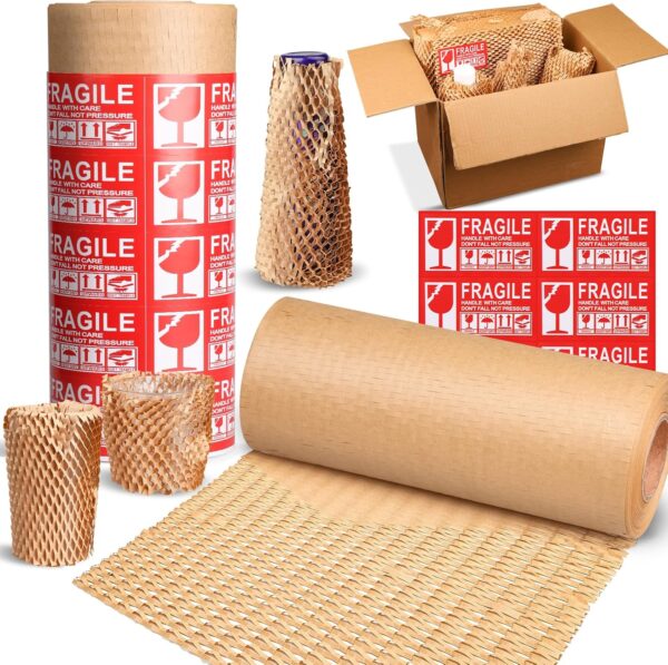 Honeycomb Packing Paper 16" x 400', Bubble Cushioning Wrap for Packing/Shipping/Moving, Eco-Friendly Bubble Packing Paper Wrapping for Fragile Items,Electronics and Bouquet Packaged - Image 8
