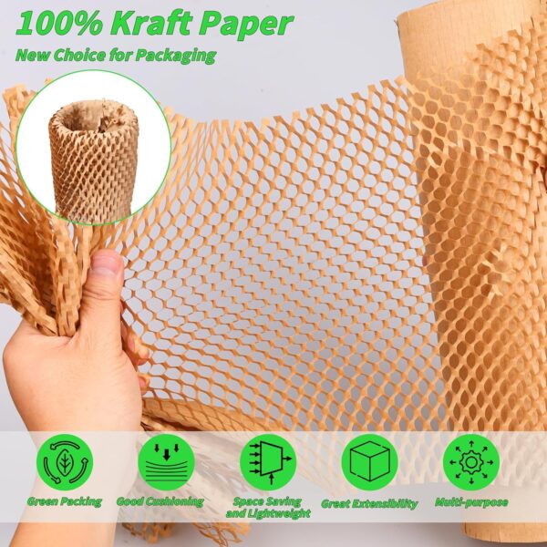 Honeycomb Packing Paper 16" x 400', Bubble Cushioning Wrap for Packing/Shipping/Moving, Eco-Friendly Bubble Packing Paper Wrapping for Fragile Items,Electronics and Bouquet Packaged - Image 3