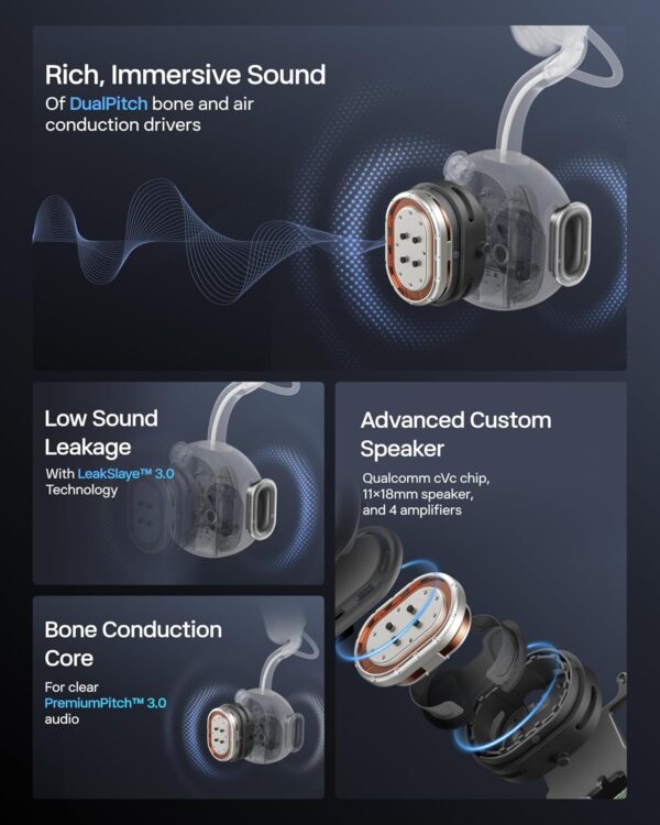 SHOKZ New OpenMeet - Open-Ear Bluetooth Computer Headset, Noise Cancelling Mic + Mute Button, Bluetooth 5.4 Compatible with PC & Mac, Wireless Work Headphones, Customizable Fit, Smart App - C610 - Image 5