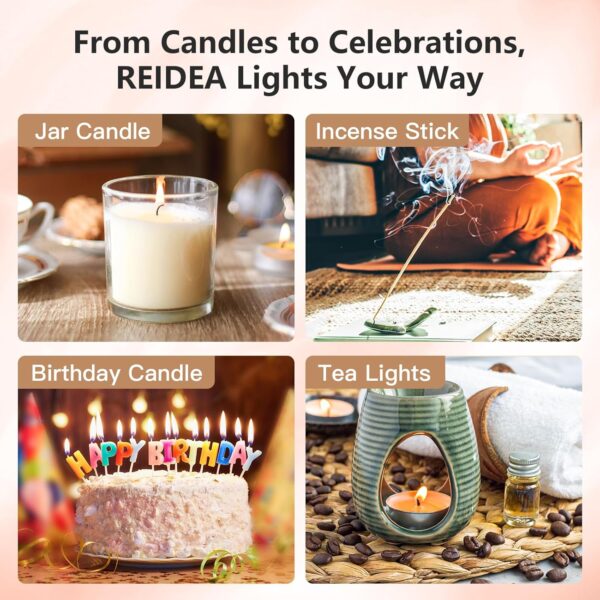 REIDEA Candle Lighter Electronic Arc Windproof Flameless USB Rechargeable Lighter with Safe Button for Home Kitchen, S4, Champagne Gold - Image 4
