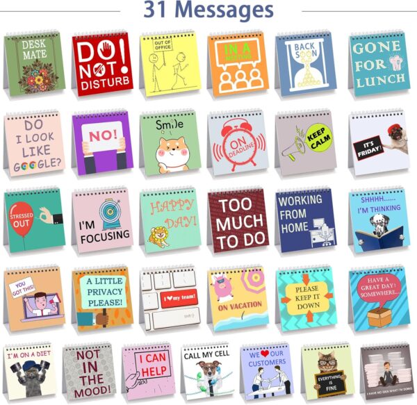 Office Desk Sign,Funny Desk Signs,30 Different Fun and Flip-Over Messages for Office Present,Office Desk Accessories,A Present for colleague,Mother's Day, Father's Day,Christmas Day（4.7" x 4.7"） - Image 2
