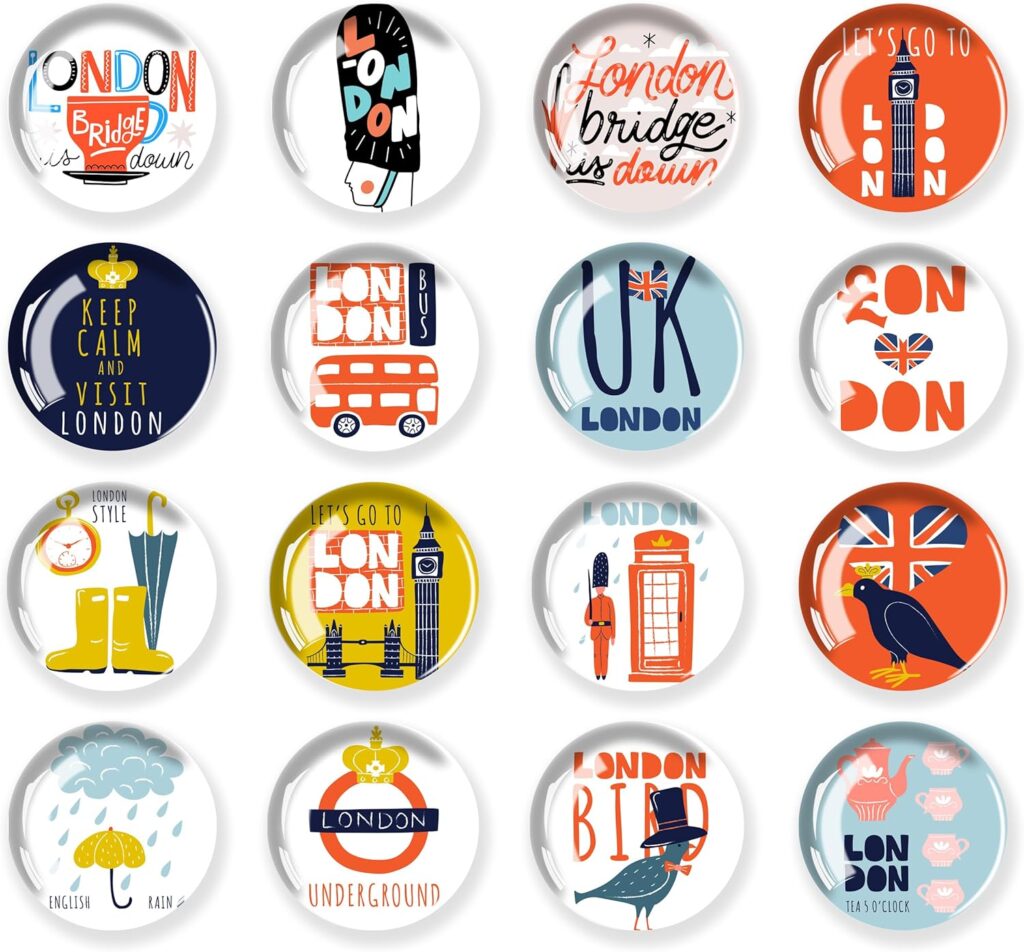 JJ PRIME – 16 Pcs Fridge Magnets | Round Fridge Magnet | Mini Fridge Accessories | Craft Magnets | Small Magnets for Whiteboard, Office. Kitchen and School (London)