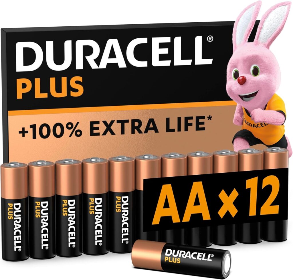 Duracell Plus AA Batteries (12 Pack) – Alkaline 1.5V – Up To 100% Extra Life – Reliability For Everyday Devices – 0% Plastic Packaging – 10-Year Storage – LR6 MN1500