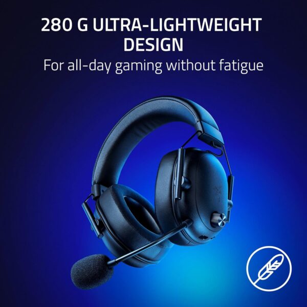 Razer BlackShark V2 HyperSpeed Wireless Gaming Headset: 280g Lightweight - THX Spatial Audio - Bendable Mic - 50mm Drivers - 2.4GHz, Bluetooth or USB - 70 Hr Battery w/USB Type C Charging - Black - Image 5
