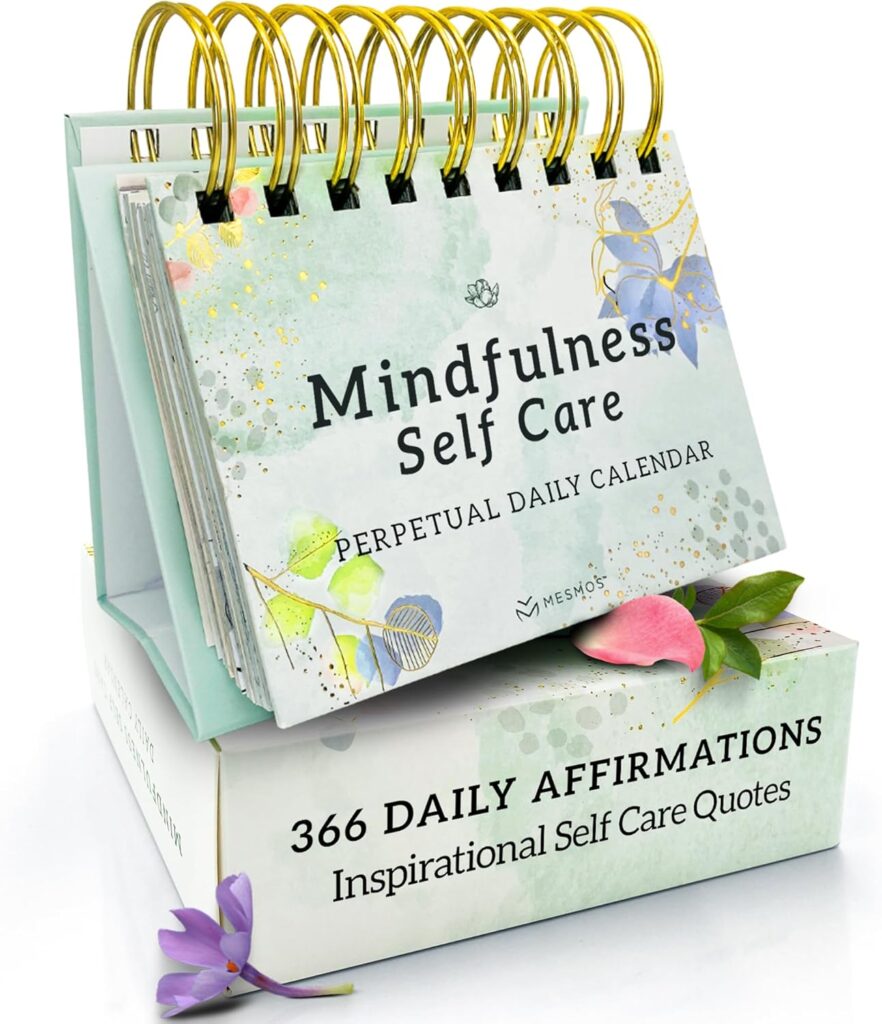 MESMOS 366 Daily Self Care Quotes Mindfulness Perpetual Calendar, Cute Office Desk Decor Women, Desk Decorations Accessories for Women Office, Motivational & Inspirational Gifts