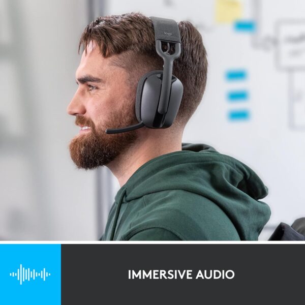 Logitech Zone Vibe 100 Lightweight Wireless Over Ear Headphones with Noise Canceling Microphone, Advanced Multipoint Bluetooth Headset, Works with Teams, Google Meet, Zoom, Mac/PC - Graphite - Image 4