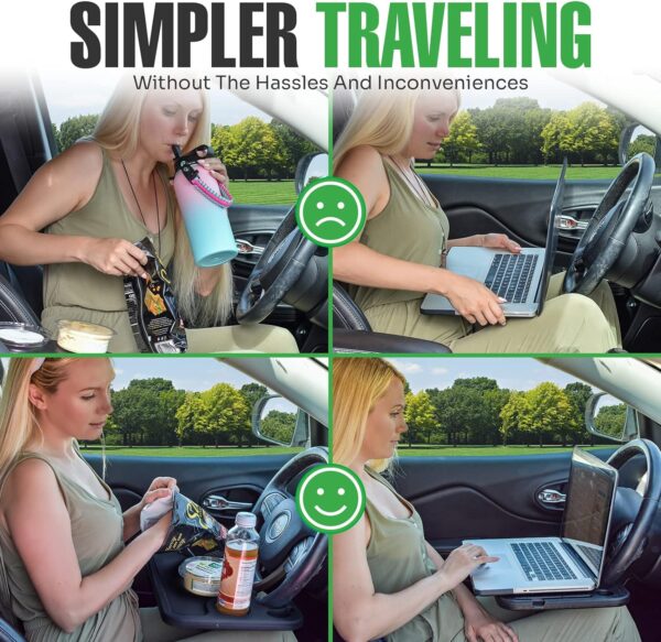 lebogner Steering Wheel Tray, Car Tray for Eating, Hook On Steering Wheel Desk for Food, Laptop and Car Accessories, Car Road Trip Must Haves Gadgets Car Table (Black) - Image 6
