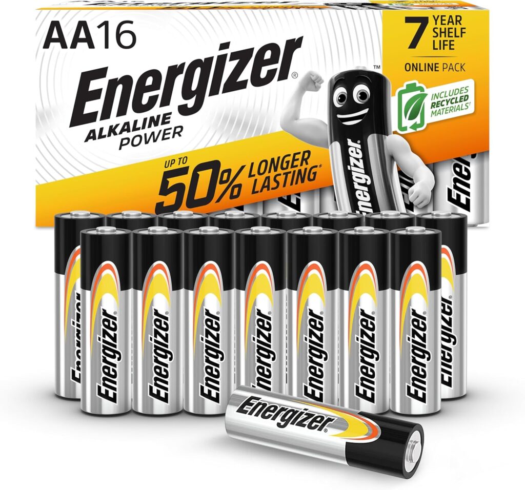 Energizer AA Batteries, Alkaline Power, 16 Pack, Double A Battery Pack – Amazon Exclusive (Packaging may vary)