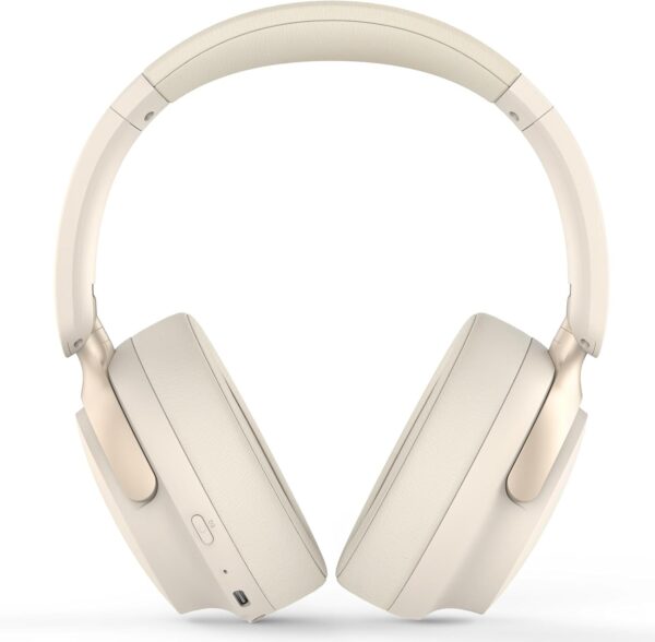 RORSOU B8 Bluetooth Headphones Over Ear, 6 EQ Music Modes and 50H Playtime Deep Bass Wireless Headphones with Mic, Lightweight Folding HiFi Stereo Headset for iPad/Travel/Tablet/PC/Home Beige White - Image 2