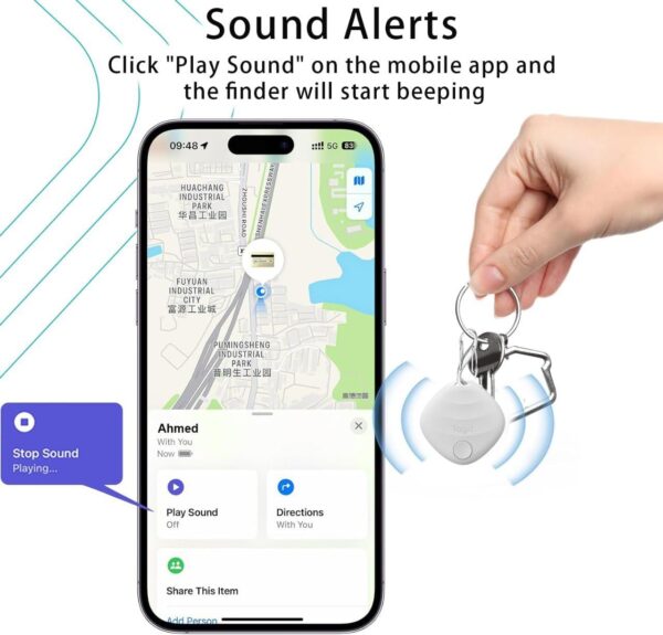 Key Finder and Item Finder, Works with Apple Find My App (iOS ONLY) for Keys, Luggage, Pets, Backpacks and More (2 Pack) - Image 3