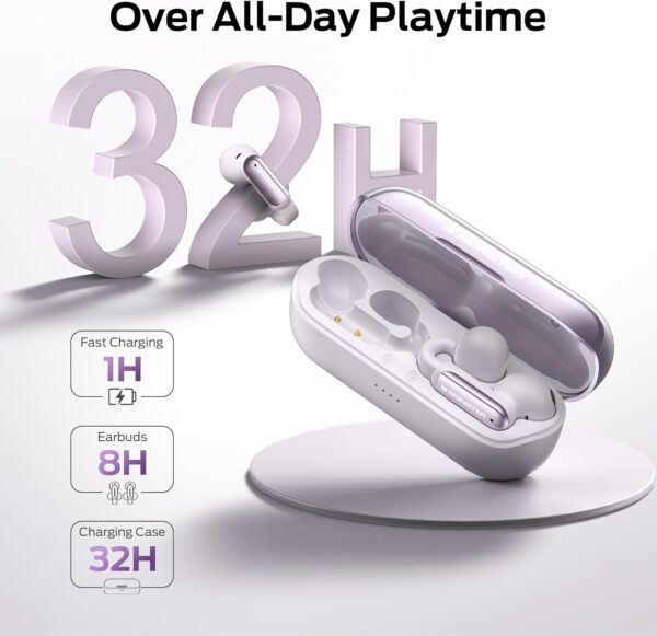 Monster Wireless Earbuds Open AC601, Comfort Clip-On Bluetooth Earbuds, Bluetooth 5.4 Open Earbuds with Environmental Noise Cancellation, IPX5 Waterproof & Touch Control Wireless Headphones (Purple) - Image 5