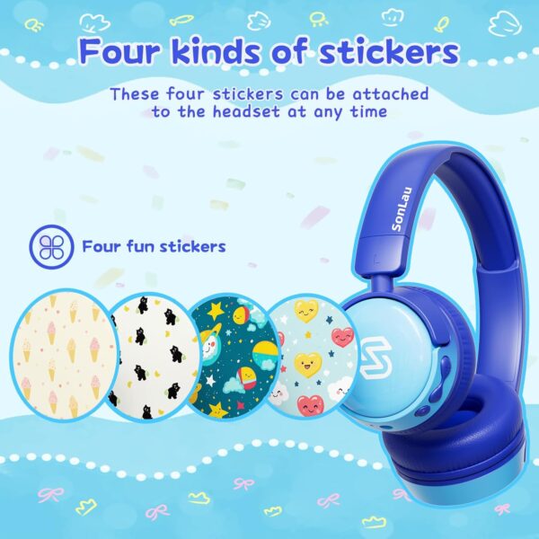 S62 Kids Bluetooth Headphones, Wireless Headphones for Kids Over Ear with Microphone, 85/94dB Volume Limiter Headphones for Girls Boys, Foldable Headphones for Learning & Entertainment-Blue - Image 6