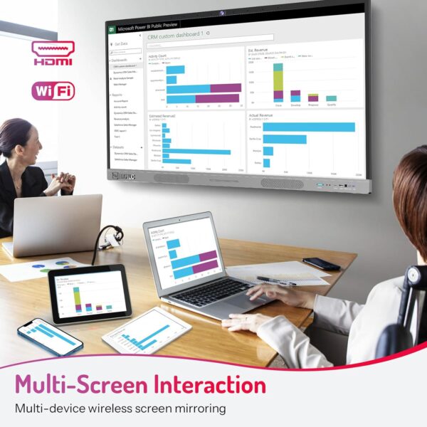 HKMLC Smart Board, Essential Vision 55 Inch Interactive Whiteboard Built-in 4800MP Camera, All-in-One Digital Whiteboard with 4K UHD Touchscreen for Classroom Home Office (Wall Mount Included) - Image 8