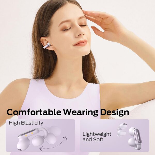 Monster Wireless Earbuds Open AC601, Comfort Clip-On Bluetooth Earbuds, Bluetooth 5.4 Open Earbuds with Environmental Noise Cancellation, IPX5 Waterproof & Touch Control Wireless Headphones (Purple) - Image 7