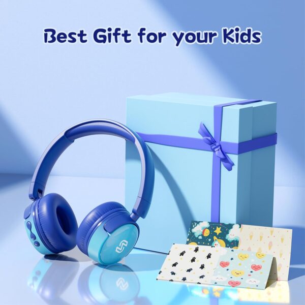 S62 Kids Bluetooth Headphones, Wireless Headphones for Kids Over Ear with Microphone, 85/94dB Volume Limiter Headphones for Girls Boys, Foldable Headphones for Learning & Entertainment-Blue - Image 7