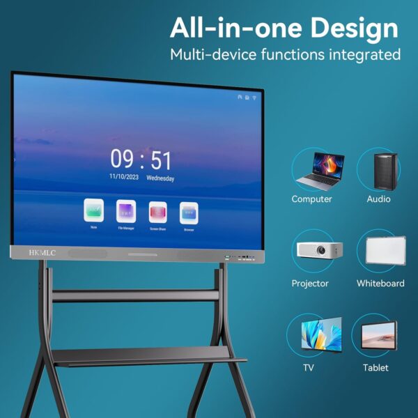 HKMLC Smart Board, Essential 55 Inch All-in-One Interactive Whiteboard with 4K UHD Touch Screen Flat Panel, Digital Electronic Whiteboard for Classroom and Business (Wall Mount Included) - Image 10