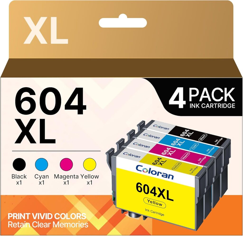 604XL Ink Cartridges Replacement for Epson 604 XL Ink Cartridge for Epson Expression Home XP-2200 XP-2205 XP-3200 XP-3205 XP-4200 XP-4205, Workforce WF-2910DWF WF-2930DWF WF-2935DWF WF-2950DWF 4pack