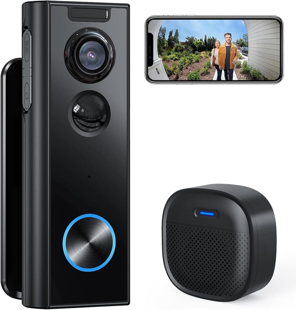 XTU Video Doorbell Camera Wireless 2K HD with Chime | Instant Alerts, 2-Way Audio, PIR Motion Detection | IR Night Vision, Easy Install with Angle-Mount, Battery Powered | 2.4GHz WiFi, No Monthly Fee