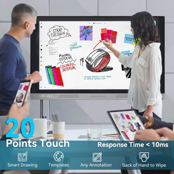 HKMLC Smart Board, Essential 55 Inch All-in-One Interactive Whiteboard with 4K UHD Touch Screen Flat Panel, Digital Electronic Whiteboard for Classroom and Business (Wall Mount Included) - Image 5