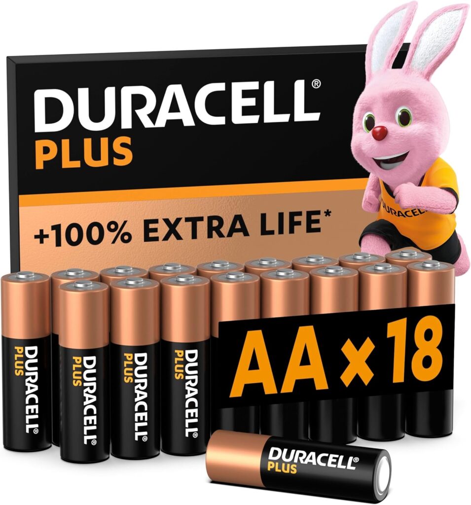 Duracell Plus AA Batteries (18 Pack) – Alkaline 1.5V – Up To 100% Extra Life – Reliability For Everyday Devices – 0% Plastic Packaging – 10-Year Storage – LR6 MN1500
