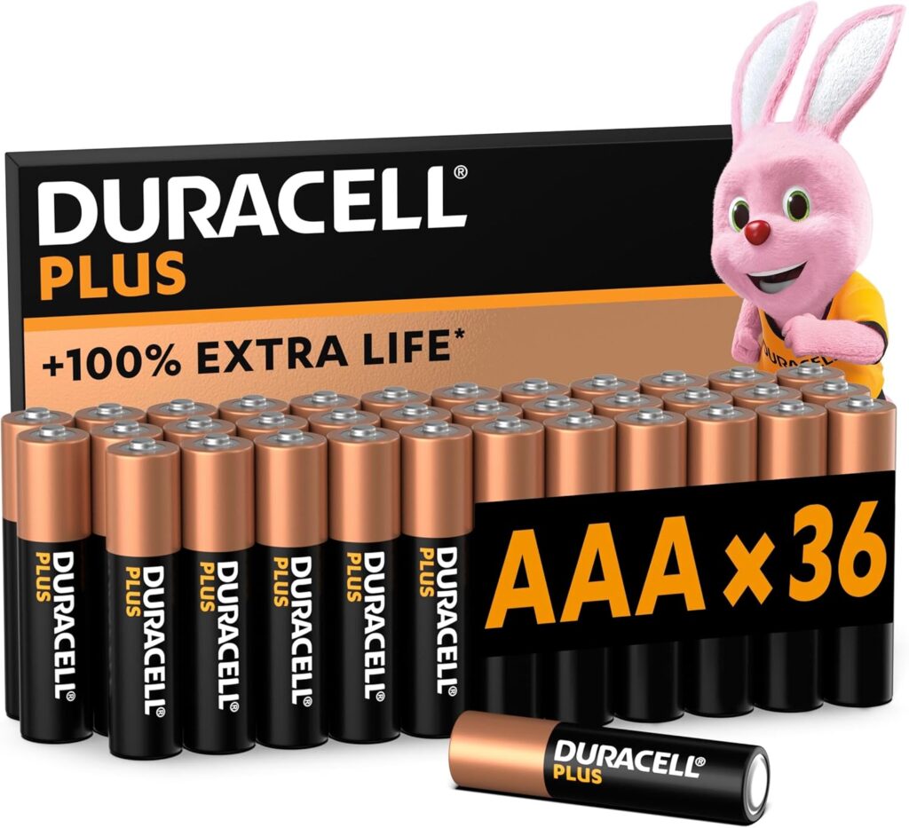 Duracell Plus AAA Batteries (36 Pack) – Alkaline 1.5V – Up To 100% Extra Life – Reliability For Everyday Devices – 0% Plastic Packaging – 10-Year Storage – LR03 MN2400 [Amazon exclusive]