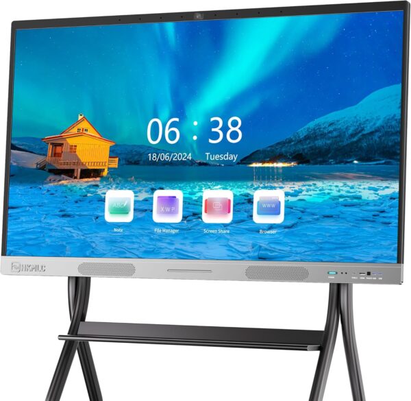 HKMLC Smart Board, Essential Vision 55 Inch Interactive Whiteboard Built-in 4800MP Camera, All-in-One Digital Whiteboard with 4K UHD Touchscreen for Classroom Home Office (Wall Mount Included)