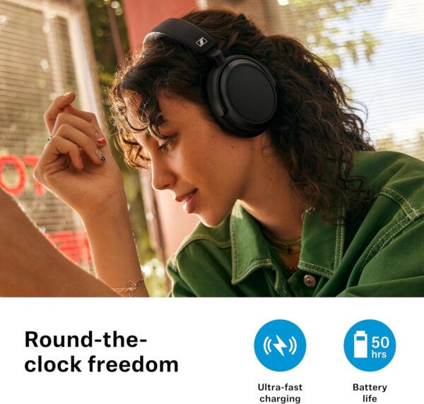 Sennheiser ACCENTUM Plus Wireless Bluetooth Headphones - Quick-Charge Feature, 50-Hr Battery Playtime, Adaptive Hybrid ANC, Sound Personalization, Touch Controls, Black - Image 3