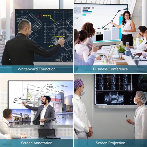 HKMLC Smart Board, Essential 55 Inch All-in-One Interactive Whiteboard with 4K UHD Touch Screen Flat Panel, Digital Electronic Whiteboard for Classroom and Business (Wall Mount Included) - Image 6