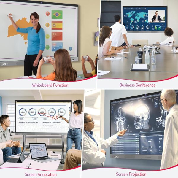 HKMLC Smart Board, Essential Vision 55 Inch Interactive Whiteboard Built-in 4800MP Camera, All-in-One Digital Whiteboard with 4K UHD Touchscreen for Classroom Home Office (Wall Mount Included) - Image 6