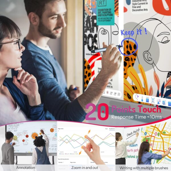 HKMLC Smart Board, Essential Vision 55 Inch Interactive Whiteboard Built-in 4800MP Camera, All-in-One Digital Whiteboard with 4K UHD Touchscreen for Classroom Home Office (Wall Mount Included) - Image 5