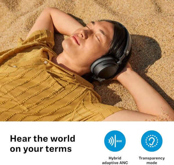 Sennheiser ACCENTUM Plus Wireless Bluetooth Headphones - Quick-Charge Feature, 50-Hr Battery Playtime, Adaptive Hybrid ANC, Sound Personalization, Touch Controls, Black - Image 5