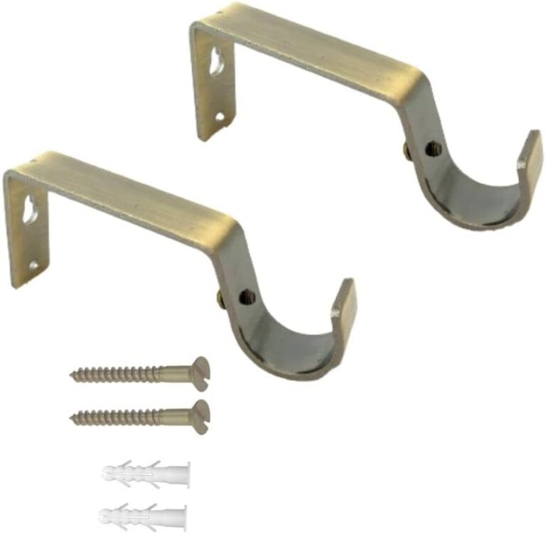 Antique Brass Heavy Duty Metal Curtain Pole Bracket Holder Strong Curtain Pole Rod Support Wall Brackets with Screws for Wall Home Bedroom Office Pack of 2 (28mm)