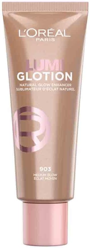 L’Oréal Paris Lumi Glotion, Glow Enhancer, 24h Hydration with Shea Butter & Glycerin, Illuminating Liquid Face Makeup for a Brighter Complexion, Shade 903: Medium Glow, 40ml