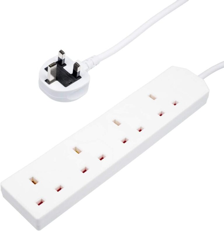 LUXFAB 1/2/4/6 Way Extension Lead – UK 3-Pin Plug Socket with 13A Fuse | 1m to 10m Cable | On/Off Switch & Power Light | Home, Office, Kitchen, Bedroom