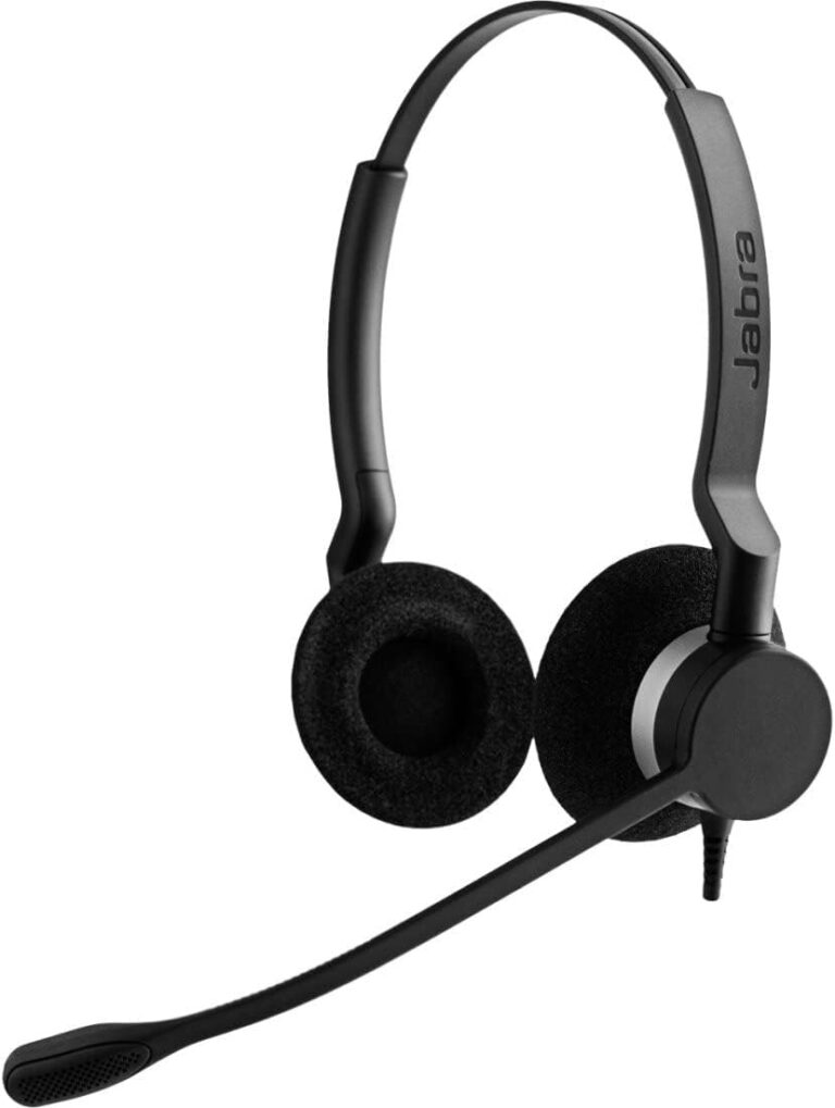 Jabra Biz 2300 Quick Disconnect UC On-Ear Stereo Headset – Unified Communications Certified Noise-cancelling and Corded Headphone for Deskphones