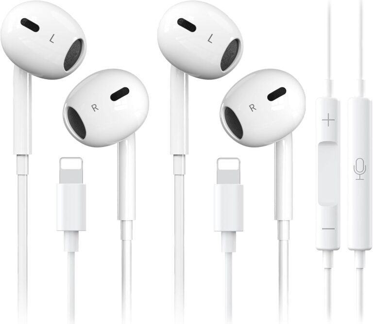 2 Packs-for iPhone Headphones Wired Earbuds/Earphones Nosie Reduction Built-in Microphone & Volume Control Headsets Compatible with iPhone 14/13/12/11/XR/XS/X/8/7/SE/Pro/Pro Max, Plug and Play