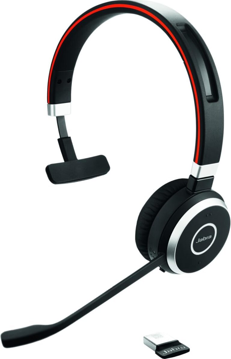 Jabra Evolve 65 SE Wireless Mono Bluetooth Headset with Noise-Cancelling Mic and Long-Lasting Battery – Unified Communications Certified for Zoom, Unify and other leading platforms – Black