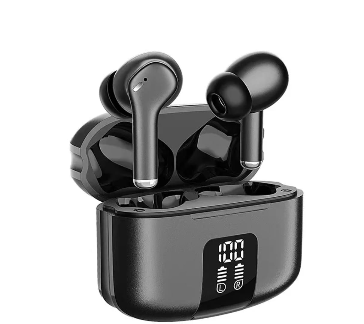 M48 Pro Wireless Earbuds, Bluetooth 5.3 Headphones In Ear with 4 ENC Noise Cancelling Mic, Earphones Mini HI-FI Stereo Sound, LED Display 36H Playtime IP7 Waterproof, Black