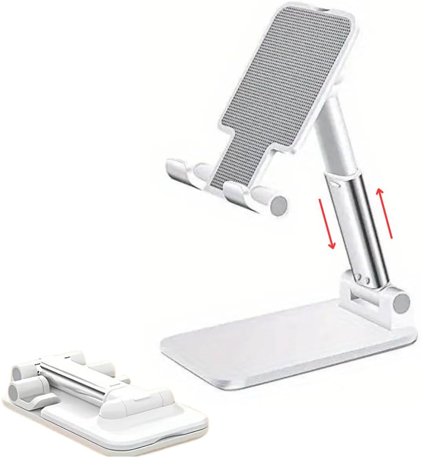 RJP Fully Foldable Angle Height Adjustable Phone Stand Desk Mount iPhone Charger Stand, iPad Holder, and Tablet Stand Perfect Office Accessory and Mobile Phone accessories for Filming