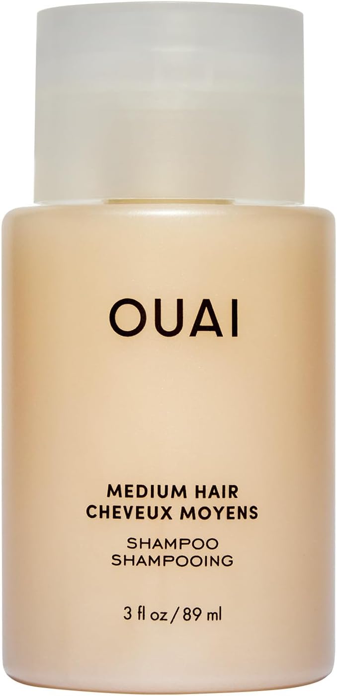 OUAI Medium Shampoo Travel Size – Hydrating Shampoo + Coconut Oil, Babassu, Kumquat Extract + Keratin – Strengthens, Nourishes, Adds Shine – Paraben, Phthalate, Sulfate Free Hair Care Products – 89ml