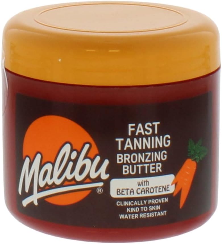 Malibu Sun Bronzing Fast Tanning Body Butter with Beta Carotene, Tropical Coconut Fragrance, 300ml